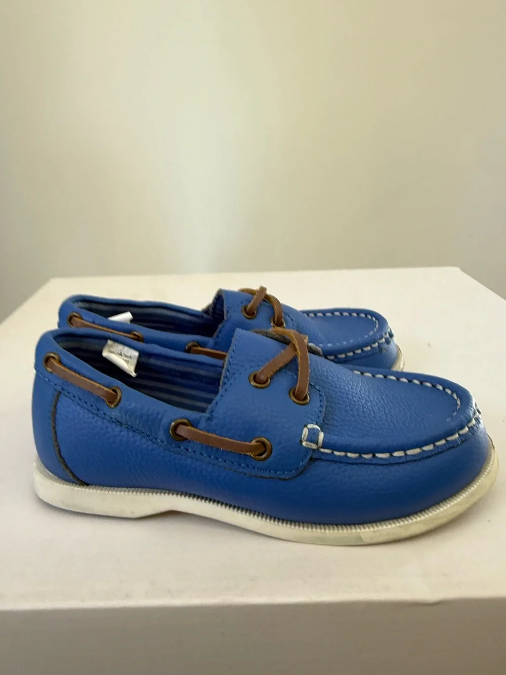 Janie And Jack Blue Boat Shoes Boys Size 10 #Lux-K-SH
